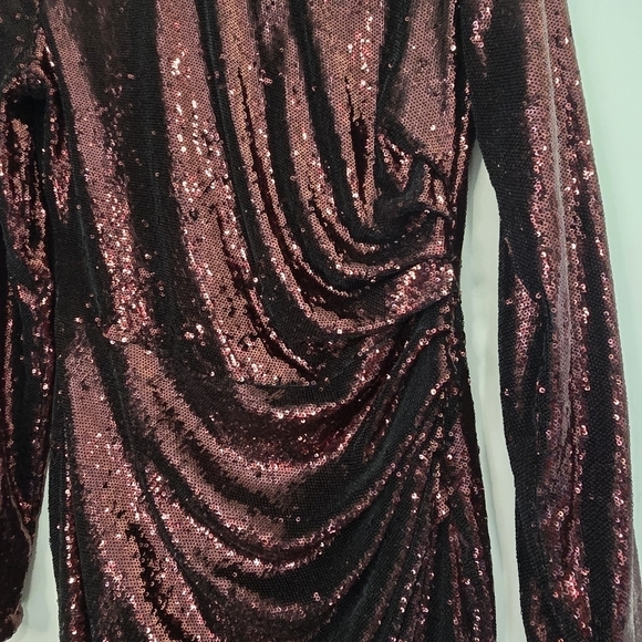 Dress the Population Lolita Red Shimmer Sequin Mini Dress Party Holiday New Year - Picture 5 of 10